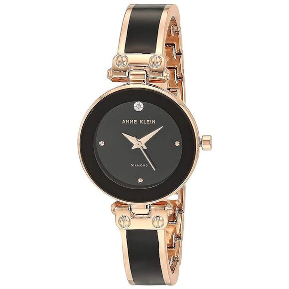 Anne Klein Women's Genuine Diamond Black/Rose Gold
